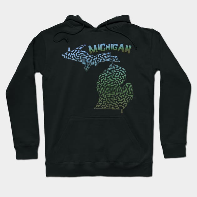 Michigan State Outline Maze & Labyrinth Hoodie by gorff